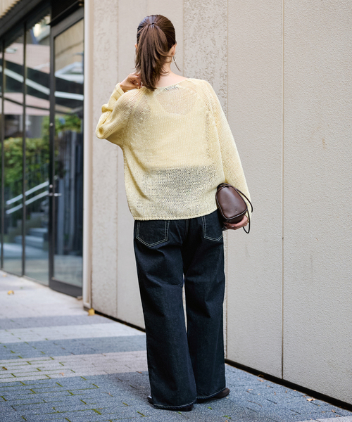 FRAMeWORK（フレームワーク）の「≪追加≫LINEN CORD ニット 2（ニット/セーター・レディース・ブラウン/バーガンディー/イエロー/ホワイト・FREE）」の9枚目の写真