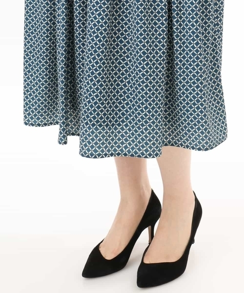 OFUON le MK（オフオンルエムケー）の「ウエストタック格子柄フレアスカート/洗濯機で洗える/セットアップ可（スカート・レディース・グリーン系その他/ネイビー・36/38/40）」の10枚目の写真