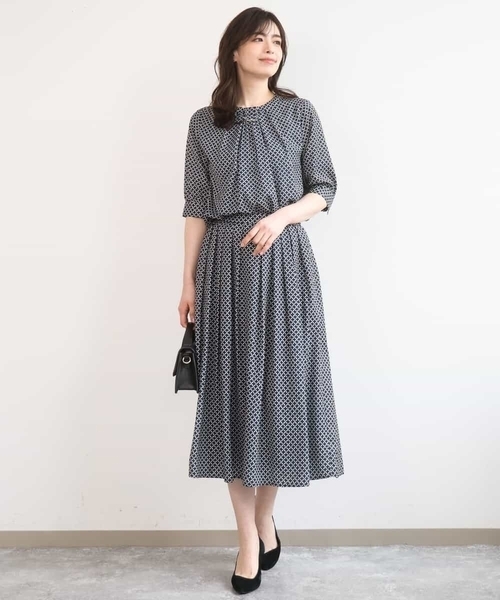 OFUON le MK（オフオンルエムケー）の「ウエストタック格子柄フレアスカート/洗濯機で洗える/セットアップ可（スカート・レディース・グリーン系その他/ネイビー・36/38/40）」の18枚目の写真