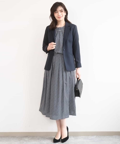 OFUON le MK（オフオンルエムケー）の「ウエストタック格子柄フレアスカート/洗濯機で洗える/セットアップ可（スカート・レディース・グリーン系その他/ネイビー・36/38/40）」の22枚目の写真