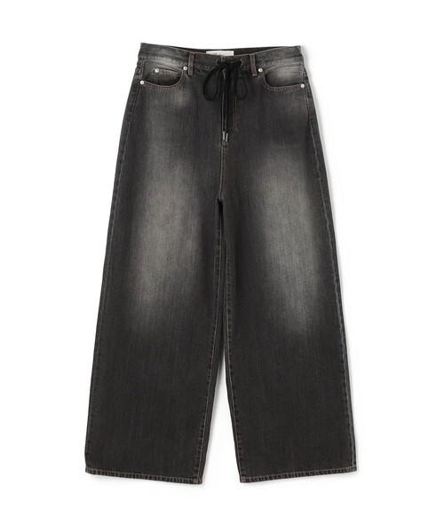 EDITION（エディション）の「ブラックデニム ドローコードパンツ（デニムパンツ・メンズ・ブラック/チャコールグレー・S/M）」の2枚目の写真