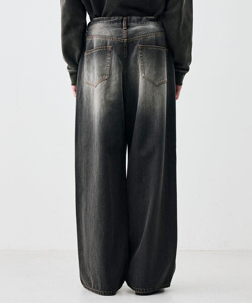 EDITION（エディション）の「ブラックデニム ドローコードパンツ（デニムパンツ・メンズ・ブラック/チャコールグレー・S/M）」の9枚目の写真