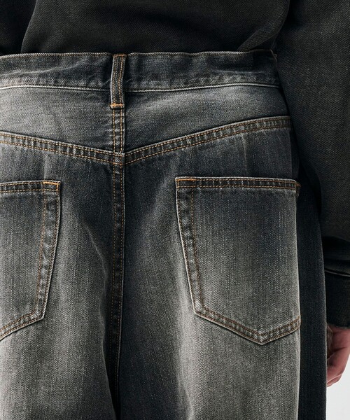 EDITION（エディション）の「ブラックデニム ドローコードパンツ（デニムパンツ・メンズ・ブラック/チャコールグレー・S/M）」の11枚目の写真