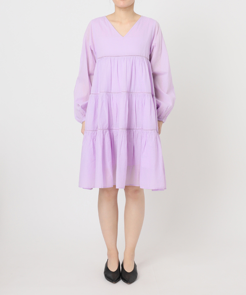 SLOBE IENA(スローブイエナ)の「コットンボイルティアードワンピース(ワンピース・レディース・パープル/ブラック/カーキ・FREE)」の14枚目の写真