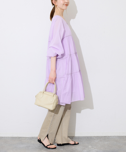 SLOBE IENA(スローブイエナ)の「コットンボイルティアードワンピース(ワンピース・レディース・パープル/ブラック/カーキ/ブルー・FREE)」の13枚目の写真