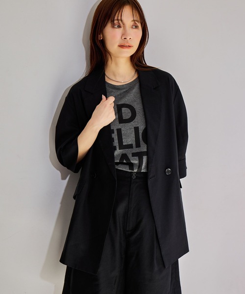 mysty woman（ミスティウーマン）の「ボリュームスリーブテーラージャケット 666537（テーラードジャケット・レディース・ダークオレンジ/ブラック/ベージュ・FREE）」の8枚目の写真