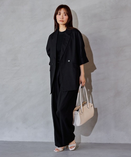 mysty woman（ミスティウーマン）の「ボリュームスリーブテーラージャケット 666537（テーラードジャケット・レディース・ダークオレンジ/ブラック/ベージュ・FREE）」の10枚目の写真