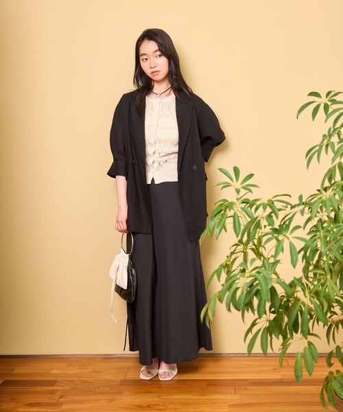 mysty woman（ミスティウーマン）の「ボリュームスリーブテーラージャケット 666537（テーラードジャケット・レディース・ダークオレンジ/ブラック/ベージュ・FREE）」の12枚目の写真