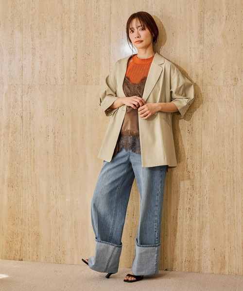 mysty woman（ミスティウーマン）の「ボリュームスリーブテーラージャケット 666537（テーラードジャケット・レディース・ダークオレンジ/ブラック/ベージュ・FREE）」の15枚目の写真