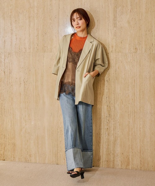 mysty woman（ミスティウーマン）の「ボリュームスリーブテーラージャケット 666537（テーラードジャケット・レディース・ダークオレンジ/ブラック/ベージュ・FREE）」の16枚目の写真