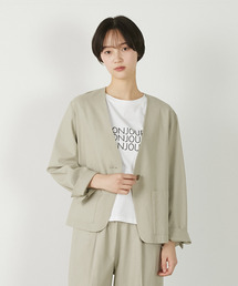 MELROSE claire（メルローズ クレール）の「【リネンレーヨンカラーレスVジャケット】（ノーカラージャケット）」