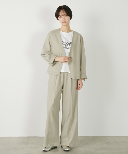 MELROSE claire(メルローズ クレール)の「【リネンレーヨンカラーレスVジャケット】(ノーカラージャケット・レディース・セージグリーン/ダークネイビー/ベージュ・FREE)」の5枚目の写真
