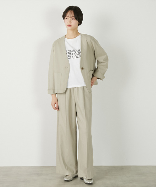 MELROSE claire(メルローズ クレール)の「【リネンレーヨンカラーレスVジャケット】(ノーカラージャケット・レディース・セージグリーン/ダークネイビー/ベージュ・FREE)」の6枚目の写真