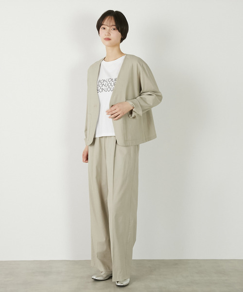 MELROSE claire(メルローズ クレール)の「【リネンレーヨンカラーレスVジャケット】(ノーカラージャケット・レディース・セージグリーン/ダークネイビー/ベージュ・FREE)」の7枚目の写真