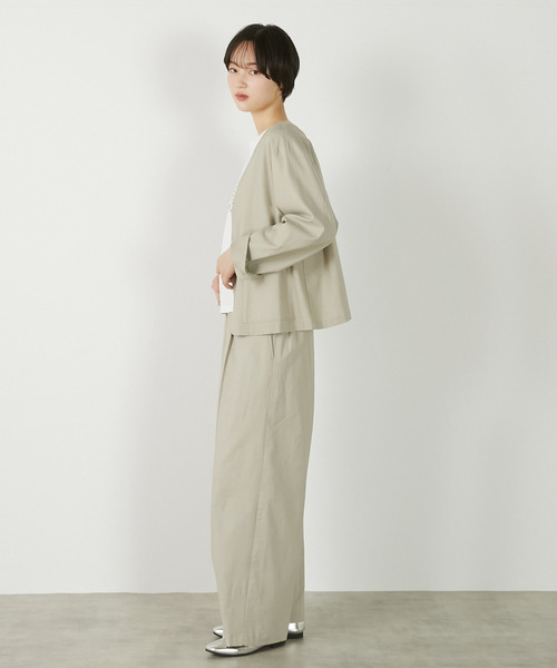 MELROSE claire(メルローズ クレール)の「【リネンレーヨンカラーレスVジャケット】(ノーカラージャケット・レディース・セージグリーン/ダークネイビー/ベージュ・FREE)」の8枚目の写真