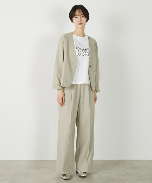 MELROSE claire(メルローズ クレール)の「【リネンレーヨンカラーレスVジャケット】(ノーカラージャケット・レディース・セージグリーン/ダークネイビー/ベージュ・FREE)」の14枚目の写真