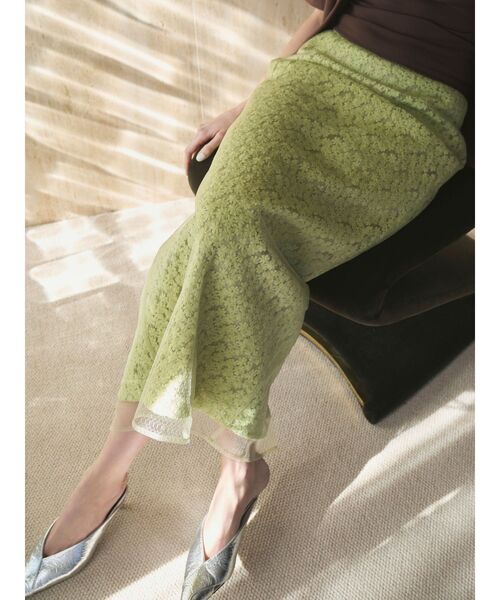 ELENDEEK（エレンディーク）の「エンブロイダリーIラインスカート（スカート・レディース・オフホワイト/ライム・2/1）」の22枚目の写真