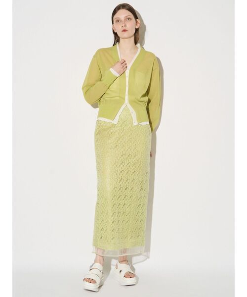 ELENDEEK（エレンディーク）の「エンブロイダリーIラインスカート（スカート・レディース・オフホワイト/ライム・2/1）」の20枚目の写真