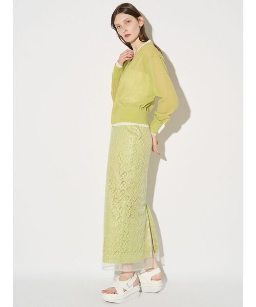 ELENDEEK（エレンディーク）の「エンブロイダリーIラインスカート（スカート・レディース・オフホワイト/ライム・2/1）」の21枚目の写真