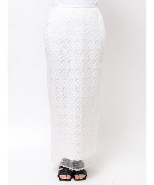 ELENDEEK（エレンディーク）の「エンブロイダリーIラインスカート（スカート・レディース・オフホワイト/ライム・2/1）」の6枚目の写真