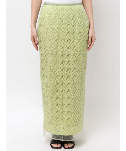 ELENDEEK（エレンディーク）の「エンブロイダリーIラインスカート（スカート・レディース・オフホワイト/ライム・2/1）」の12枚目の写真