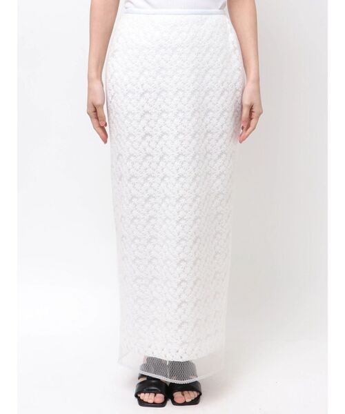 ELENDEEK（エレンディーク）の「エンブロイダリーIラインスカート（スカート・レディース・オフホワイト/ライム・2/1）」の13枚目の写真