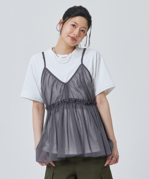 adidas(アディダス)の「【別注】アディダス adidas アルペン 2-in-1 キャミソール 半袖Tシャツ 限定コラボ(Tシャツ/カットソー・レディース・ブラック×グレー/グレー×ホワイト・S/M/L/XL)」の11枚目の写真