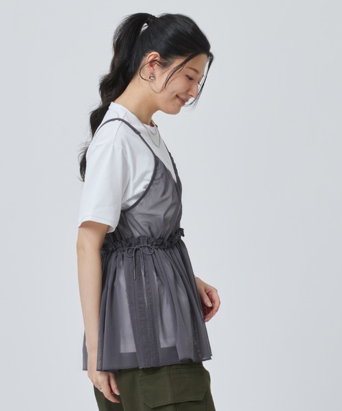 adidas(アディダス)の「【別注】アディダス adidas アルペン 2-in-1 キャミソール 半袖Tシャツ 限定コラボ(Tシャツ/カットソー・レディース・ブラック×グレー/グレー×ホワイト・S/M/L/XL)」の12枚目の写真
