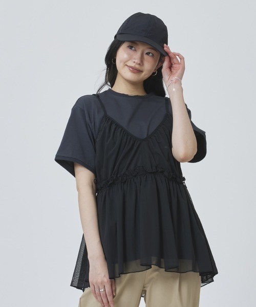 adidas(アディダス)の「【別注】アディダス adidas アルペン 2-in-1 キャミソール 半袖Tシャツ 限定コラボ(Tシャツ/カットソー・レディース・ブラック×グレー/グレー×ホワイト・S/M/L/XL)」の18枚目の写真