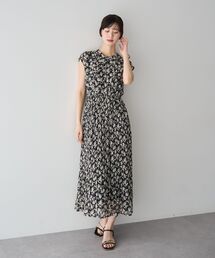 花柄プリーツワンピース