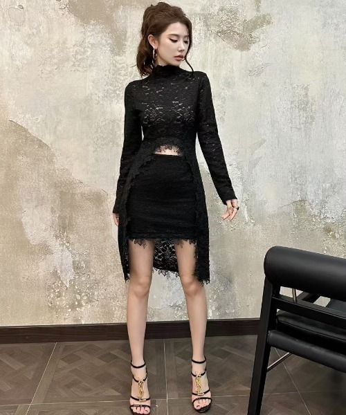 Lana821(ラナハニー)の「フロントオープン総レースドレス スカート付き(ドレス・レディース・ブラック/アイボリー・S/M)」の11枚目の写真