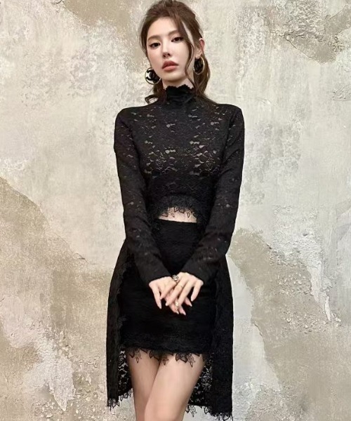 Lana821(ラナハニー)の「フロントオープン総レースドレス スカート付き(ドレス・レディース・ブラック/アイボリー・S/M)」の18枚目の写真