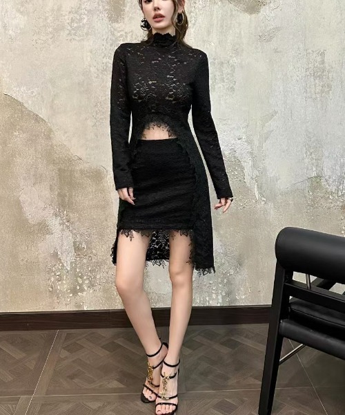 Lana821(ラナハニー)の「フロントオープン総レースドレス スカート付き(ドレス・レディース・ブラック/アイボリー・S/M)」の21枚目の写真