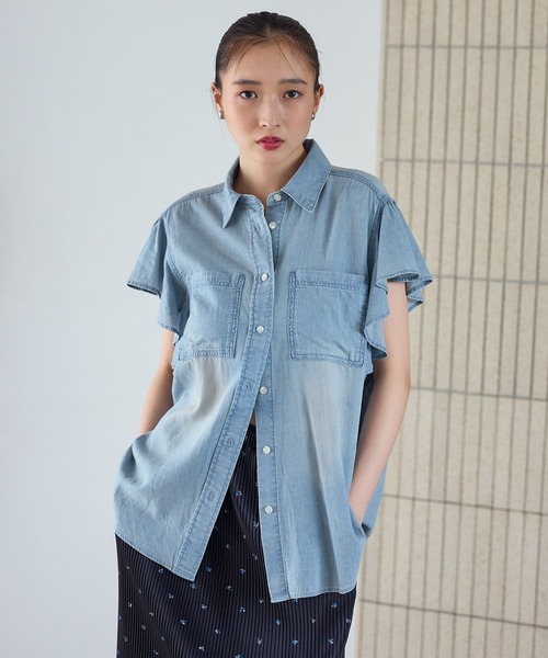 LEPSIM(レプシィム)の「AIRデニム袖フリル/SS 740437(シャツ/ブラウス・レディース・ブルー/グレー/ライトブルー・FREE)」の19枚目の写真