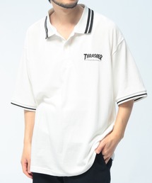 THRASHER (スラッシャー) ポロシャツ 半袖 鹿の子 ライン ロゴ刺繍 シャツ TH25SU01R ユニセックス