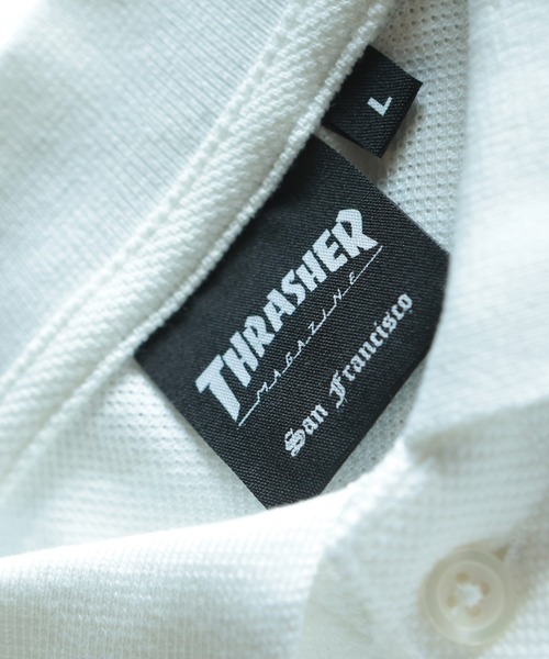 THRASHER(スラッシャー)の「THRASHER (スラッシャー) ポロシャツ 半袖 鹿の子 ライン ロゴ刺繍 シャツ TH25SU01R ユニセックス(ポロシャツ・メンズ・ブラック/ホワイト・M/L/LL)」の11枚目の写真