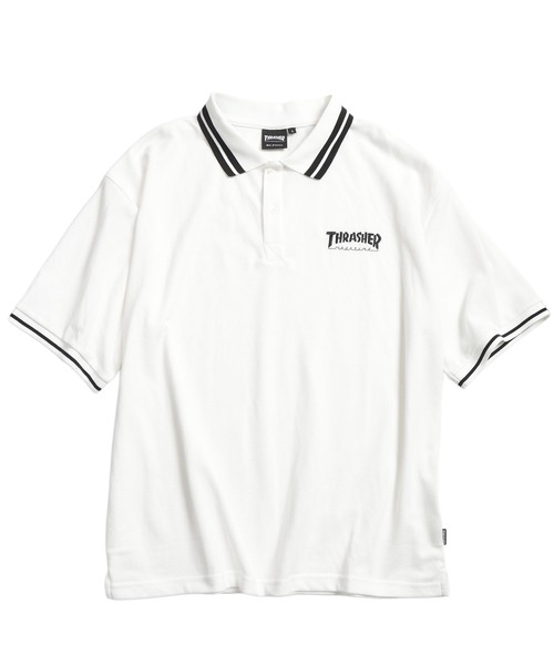 THRASHER(スラッシャー)の「THRASHER (スラッシャー) ポロシャツ 半袖 鹿の子 ライン ロゴ刺繍 シャツ TH25SU01R ユニセックス(ポロシャツ・メンズ・ブラック/ホワイト・M/L/LL)」の6枚目の写真