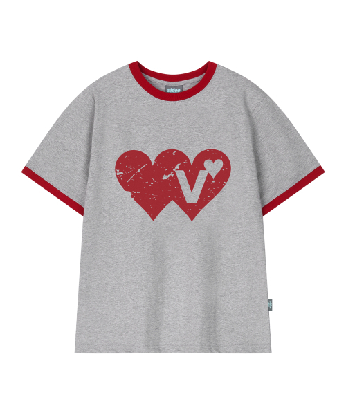Video Jockey（ビデオジョッキー）の「ダブルハートリンガーTシャツ[メランジグレー]（Tシャツ/カットソー・レディース・ミックスグレー・X-SMALL/MEDIUM）」の5枚目の写真