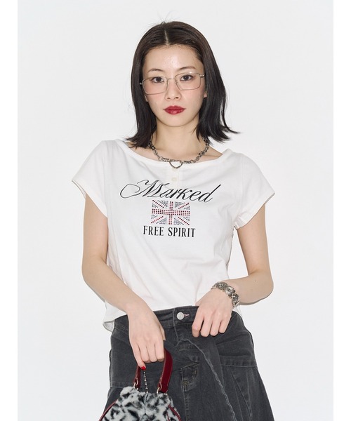 jouetie(ジュエティ)の「ユニオンジャックラインストーンTシャツ(Tシャツ/カットソー・レディース・ブラック/オフホワイト/ピンク・MEDIUM)」の5枚目の写真