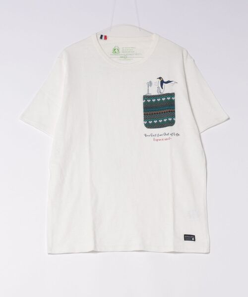 go slow caravan(ゴースローキャラバン)の「ESPACE VERT/エスパスヴェール ペンギン ジャガードポケット S/S TEE(Tシャツ/カットソー・メンズ・チャコールグレー/ホワイト・MEDIUM/LARGE/X-LARGE)」の2枚目の写真