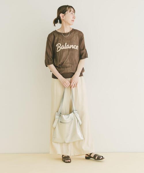 ITEMS URBANRESEARCH(アイテムズ アーバンリサーチ)の「シアーハンソデロゴニット(ニット/セーター・レディース・ブラウン/イエロー/オフホワイト・FREE)」の9枚目の写真