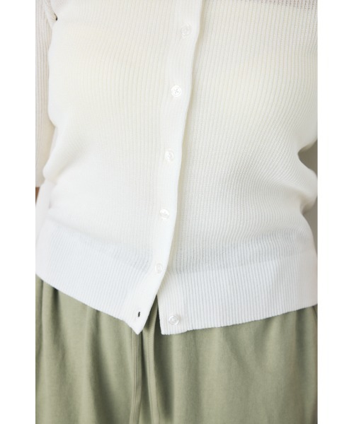 AZUL by moussy(アズールバイマウジー)の「【身長別着用画像あり】シアーリブ5分袖カーディガン 春服 夏服 秋服 シアートップス 冷房対策(カーディガン/ボレロ・レディース・ライトブラック/レッド/オフホワイト/杢グレー・SMALL/MEDIUM)」の12枚目の写真