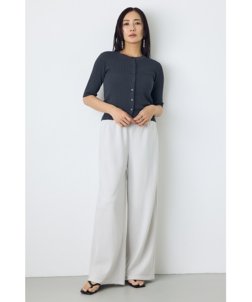 AZUL by moussy(アズールバイマウジー)の「【身長別着用画像あり】シアーリブ5分袖カーディガン 春服 夏服 秋服 シアートップス 冷房対策(カーディガン/ボレロ・レディース・ライトブラック/レッド/オフホワイト/杢グレー・SMALL/MEDIUM)」の18枚目の写真