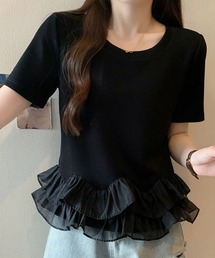 シアーフリルドッキングTシャツ