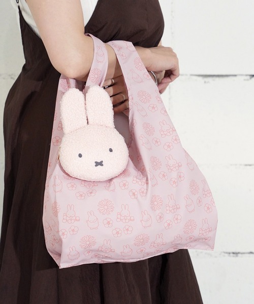 Dick Bruna(ディックブルーナ)の「"11"≪Dick Bruna≫miffy フェイス ダイカット ポーチ付き エコバッグ(エコバッグ/サブバッグ・レディース・ライトピンク/オフホワイト/ブラウン・ONE SIZE)」の3枚目の写真