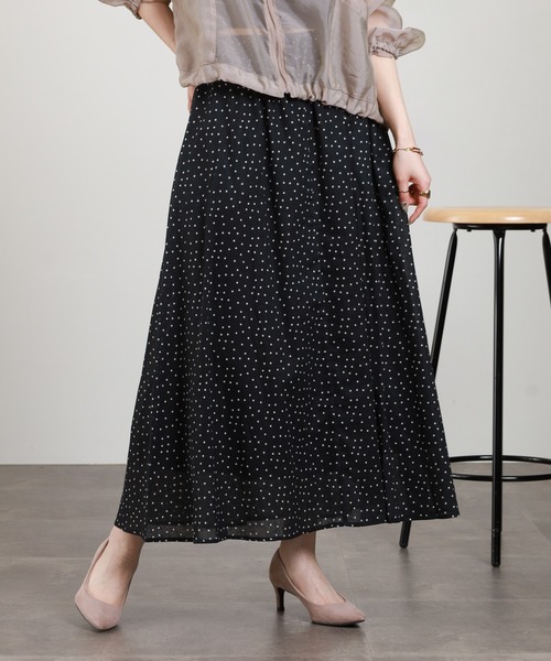Anna Nicola（アンナニコラ）の「Anna Nicola 麻混ドットプリントスカート（スカート・レディース・ベージュ/ブラック・38）」の5枚目の写真