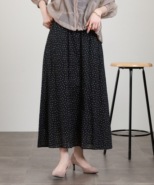 Anna Nicola（アンナニコラ）の「Anna Nicola 麻混ドットプリントスカート（スカート・レディース・ベージュ/ブラック・38）」の7枚目の写真