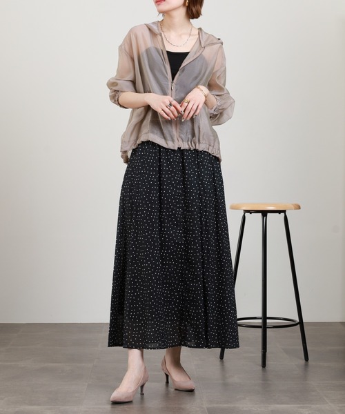 Anna Nicola（アンナニコラ）の「Anna Nicola 麻混ドットプリントスカート（スカート・レディース・ベージュ/ブラック・38）」の9枚目の写真