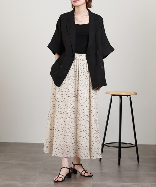 Anna Nicola（アンナニコラ）の「Anna Nicola 麻混ドットプリントスカート（スカート・レディース・ベージュ/ブラック・38）」の15枚目の写真