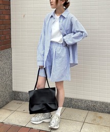 ISOOK | 【ISOOK / アイスー】ストライプシャツセットアップ / ワッシャー ストライプパンツ ショートパンツ 上下セット 夏 カジュアル ZOZOTOWN限定(セットアップ)